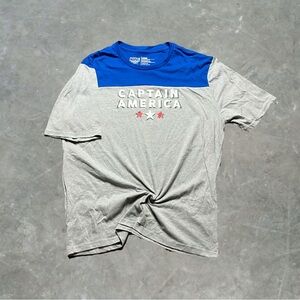 ☀️ Marvel Captain America Comic Book Tee Mens Size L Gray/Blue
